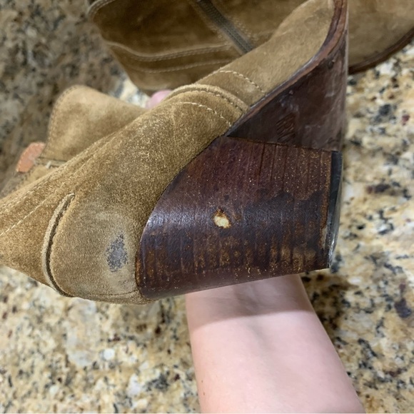 Frye Renee Seam Ankle Boot Brown Leather Women's 7.5 7 1/2 Distressed Heeled - Picture 9 of 11